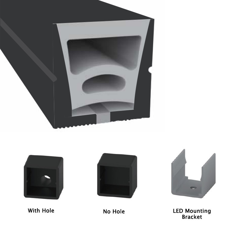 Black Silicone LED Diffuser Flexible LED Strip Light Channel Top Emitting 20*20mm Black Silicone LED Diffuser Flexible LED Strip Light Channel Top Emitting 20*20mm